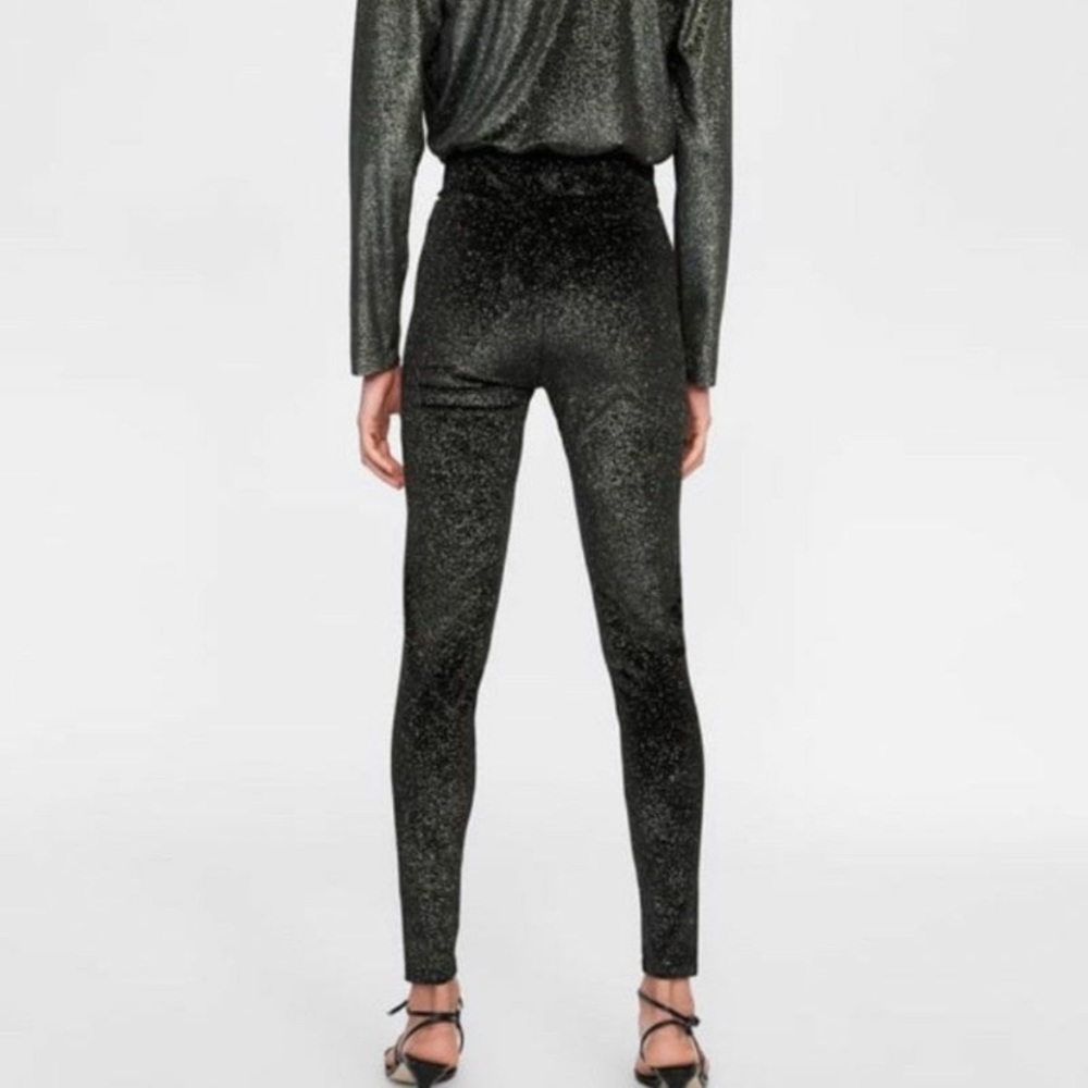 Zara Accessories Glitter Black Leggings